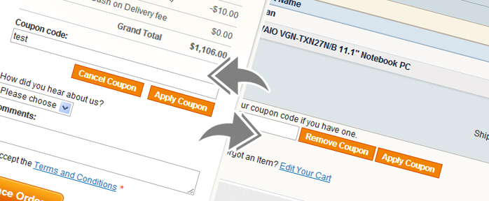 Coupon code field in Magento