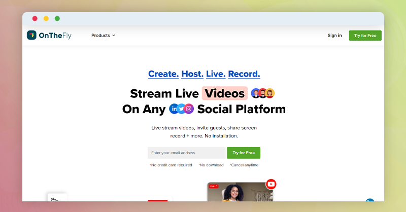 OnTheFly - Stream Live Videos On Any Social Platform